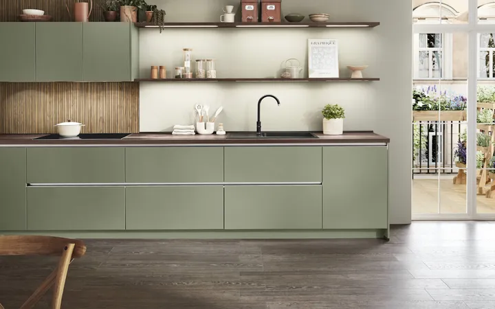 Nobilia North America Senso, Premium Honed Olive 1